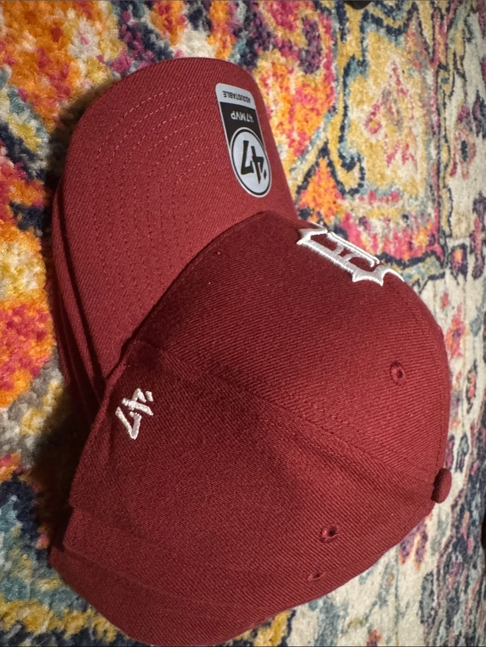 47 Maroon Baseball Cap with White 'D' Embroidered Logo
